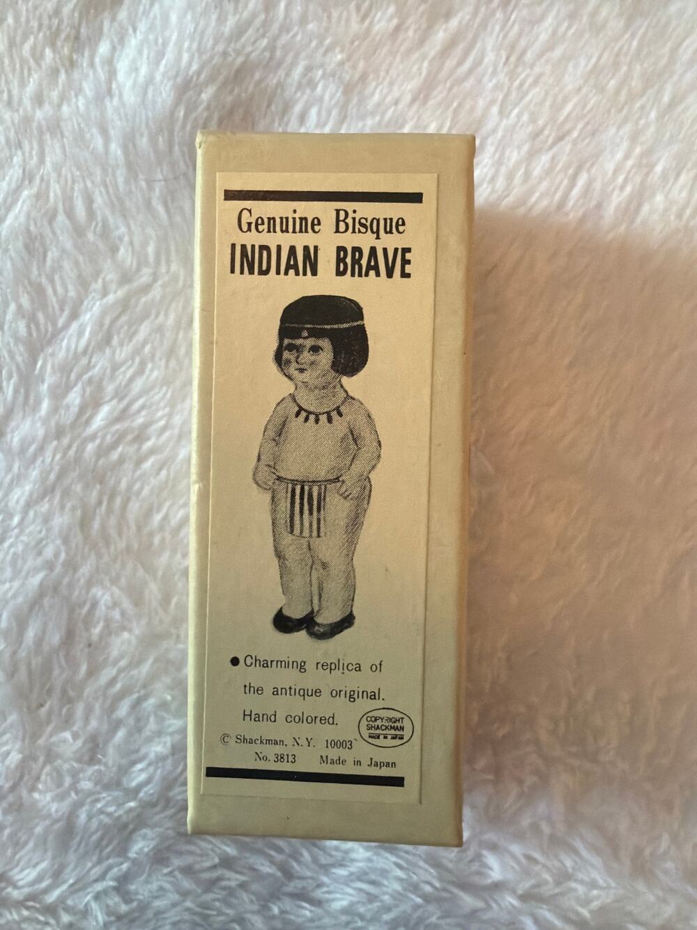 Vintage Shackman Genuine Bisque Indian Brave Figurine #3813 Japan Original Box